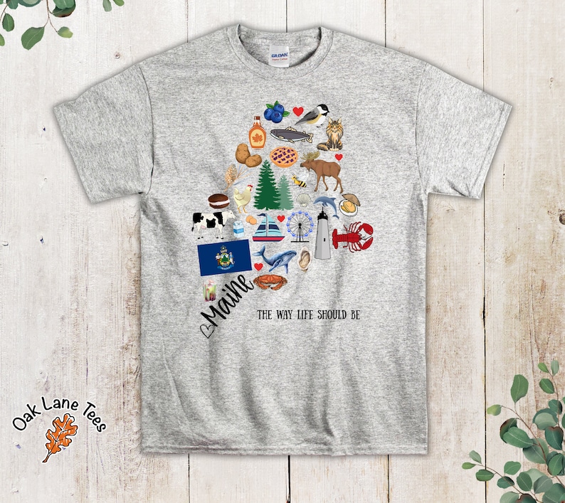 MAINE Tshirt,Maine Souvenir Shirt,Unisex Tshirt,Maine Shirt,Maine Tee,Maine Gift,Maine Gifts,Maine Tshirt,Maine State,Maine T Shirt Ash