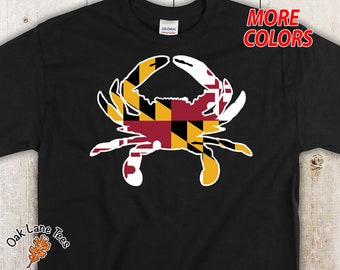 MARYLAND FLAG T Shirt,Md Flag,Maryland Shirt,Maryland Crab,Maryland Crab Shirt,Maryland Gifts,Maryland State Flag, Maryland Crab Tshirt