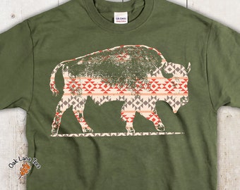 BISON AZTEC Shirt,Bison Gift,Bison Clothing,Bison Apparel,Bison Tshirt,Country Shirt,Wild West Shirt,Yellowstone Shirt,Buffalo