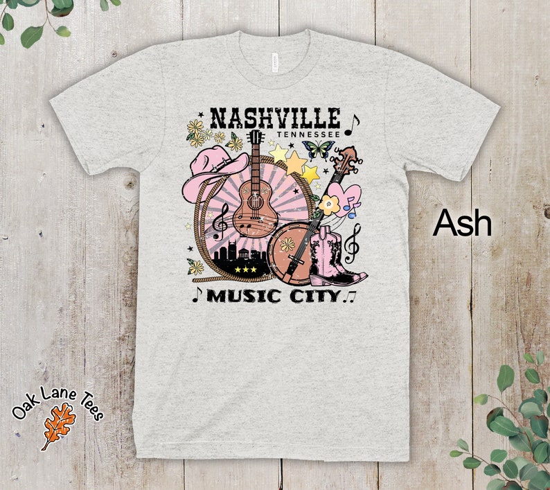 Black Nashville Guitar Print Crew Neck T Shirt Mini Dress main image 0