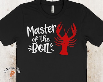 T-shirt MASTER of the Boil, shirt langoesten, T-shirt langoesten, uniseks shirt langoesten, grappige shirts, zeevruchten kook, T-shirt langoesten