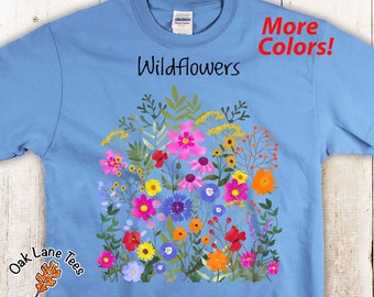 WILDFLOWERS Unisex camiseta, camisa wildflowers, camisa amante de la planta, camisa de jardinería, camisa botánica, camisa de los amantes de la planta, camisa de jardinero, camisa de planta