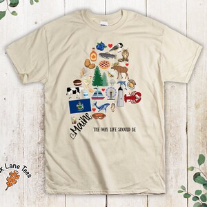 MAINE Tshirt,Maine Souvenir Shirt,Unisex Tshirt,Maine Shirt,Maine Tee,Maine Gift,Maine Gifts,Maine Tshirt,Maine State,Maine T Shirt Natural