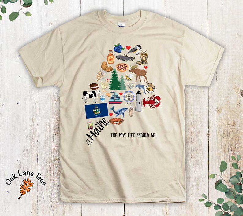 MAINE Tshirt,Maine Souvenir Shirt,Unisex Tshirt,Maine Shirt,Maine Tee,Maine Gift,Maine Gifts,Maine Tshirt,Maine State,Maine T Shirt Natural