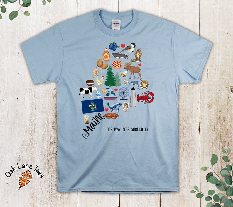 MAINE Tshirt,Maine Souvenir Shirt,Unisex Tshirt,Maine Shirt,Maine Tee,Maine Gift,Maine Gifts,Maine Tshirt,Maine State,Maine T Shirt Light Blue