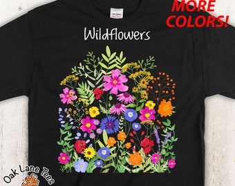 WILDFLOWERS Unisex camiseta, camisa wildflowers, camisa amante de la planta, camisa de jardinería, camisa botánica, camisa de los amantes de las plantas, camisa de flores, camisa de la planta