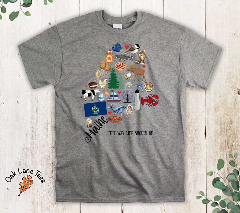 MAINE Tshirt,Maine Souvenir Shirt,Unisex Tshirt,Maine Shirt,Maine Tee,Maine Gift,Maine Gifts,Maine Tshirt,Maine State,Maine T Shirt Sport Grey