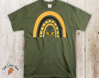 BEE RAINBOW T Shirt,Bee Shirt,Bee Gift,Bee Tee,Beekeeper Shirt,Bees Shirt,Honey Bee Shirt,Bee Lover Gift,Unisex Bee Shirt,Boho Rainbow Shirt