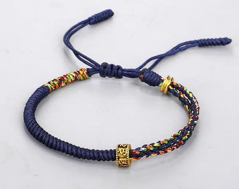 Tibetisches Armband buddhistische geflochtenes handgemachtes Armband Perlen Glücks Seil Armband Frauen Armreifen Set Armbänder blau grün rot