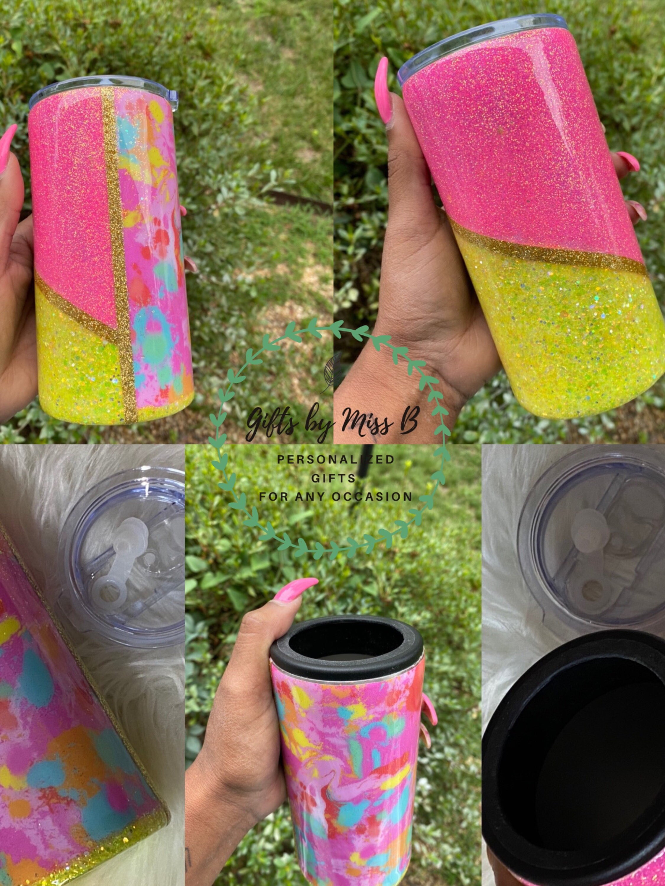 Koozie personalizado Glitter Koozie y Tumbler Etsy