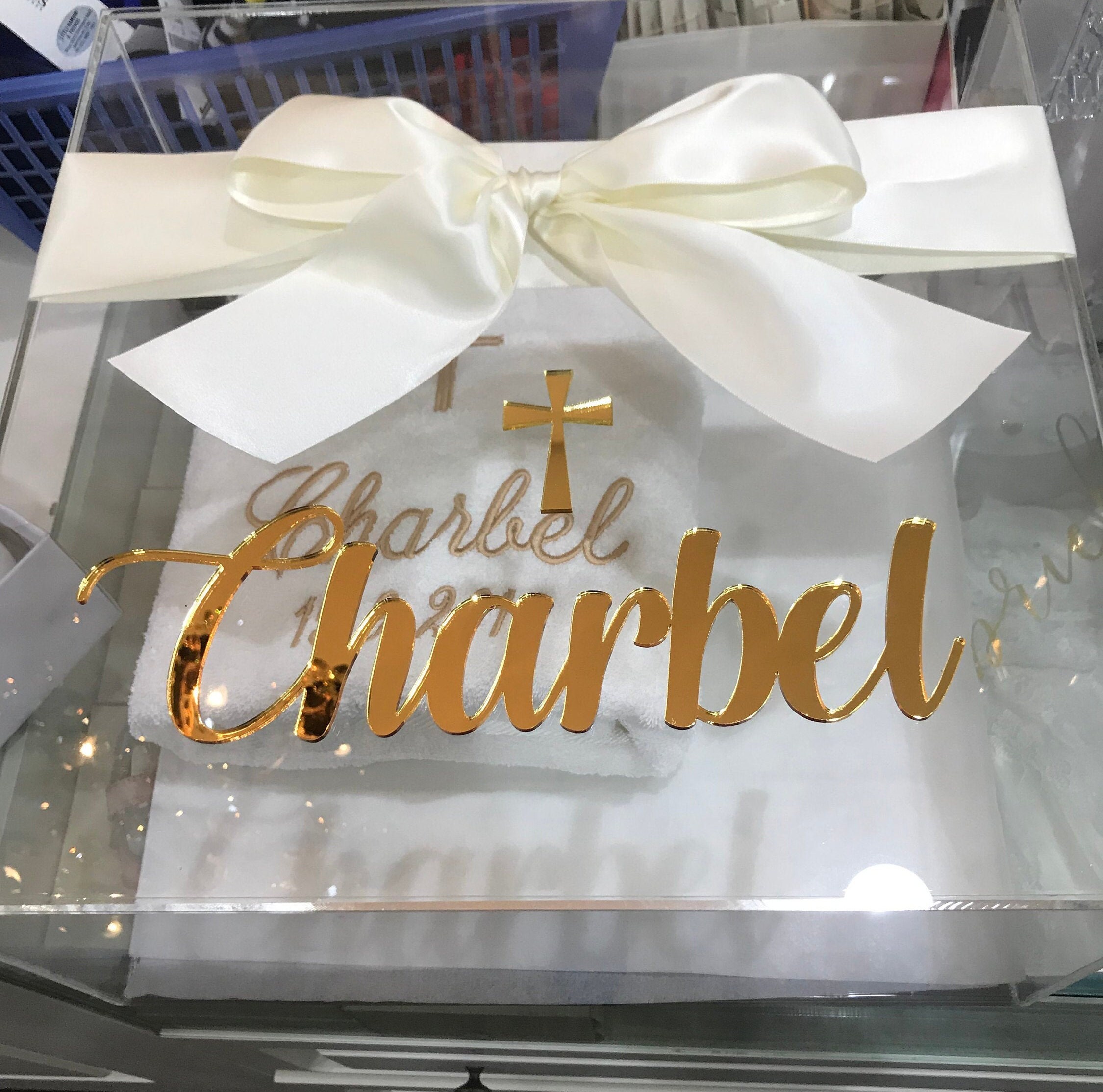 Acrylic Christening Box Full Set Etsy