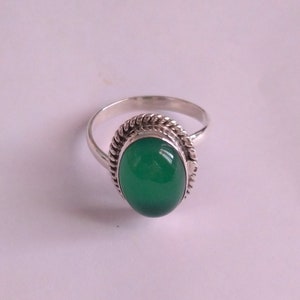 Green Onyx Ring, 925 Solid Sterling Silver Ring, Handmade Ring, Green Onyx wedding Ring, Gift For her, Green Statement Ring, Women Jewelry