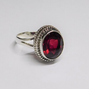 Handmade Oxidized Sterling Silver Red Garnet Ring: January Birthstone