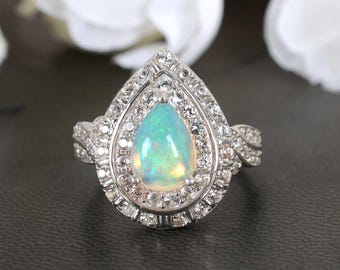 Boho Multi Stone Ring: Opal, Alexandrite, Tourmaline, Moonstone, Sterling Silver