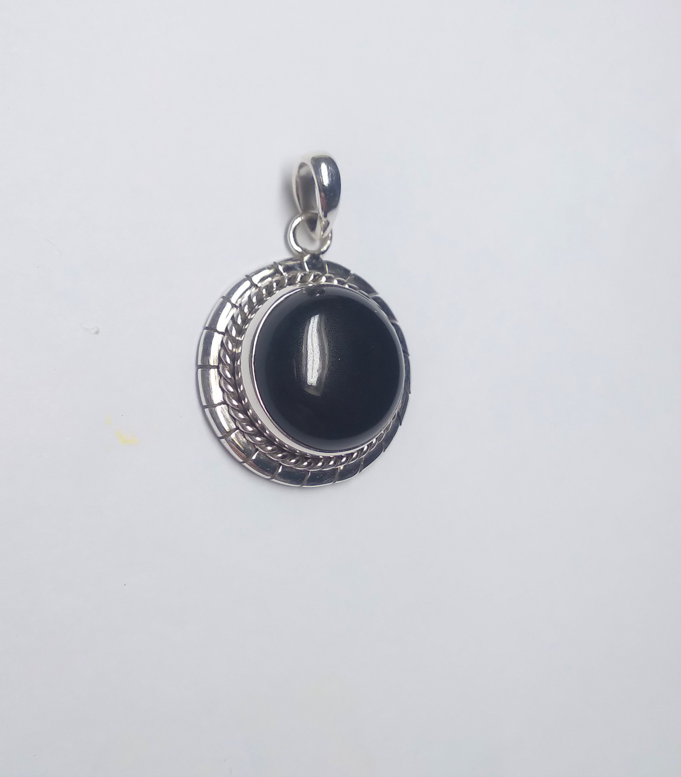 Black Onyx Round Pendant 925 Sterling Silver Pendant - Etsy UK