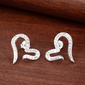 Dainty Sterling Silver CZ Stud Earrings: Minimalist Sparkling Jewelry