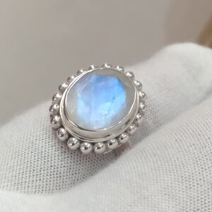 Rainbow Moonstone Ring: Oval Sterling Silver Handmade Jewelry