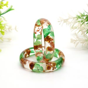 Real Pressed Wildflower Resin Bangle: Botanical Jewelry Gift