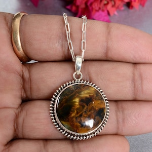 Sterling Silver Pietersite Pendant Necklace: Handcrafted Gemstone Jewelry