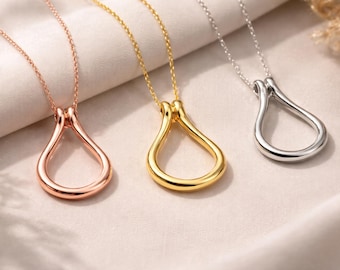 Personalized Ring Holder Necklace|Custom Nameplate Geometric Ring Keeper Pendant|Engagement Ring Keeper Name Necklace|Ring Holder Jewelry