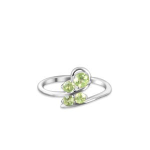 Green Peridot Sterling Silver Bypass Ring: August Birthstone