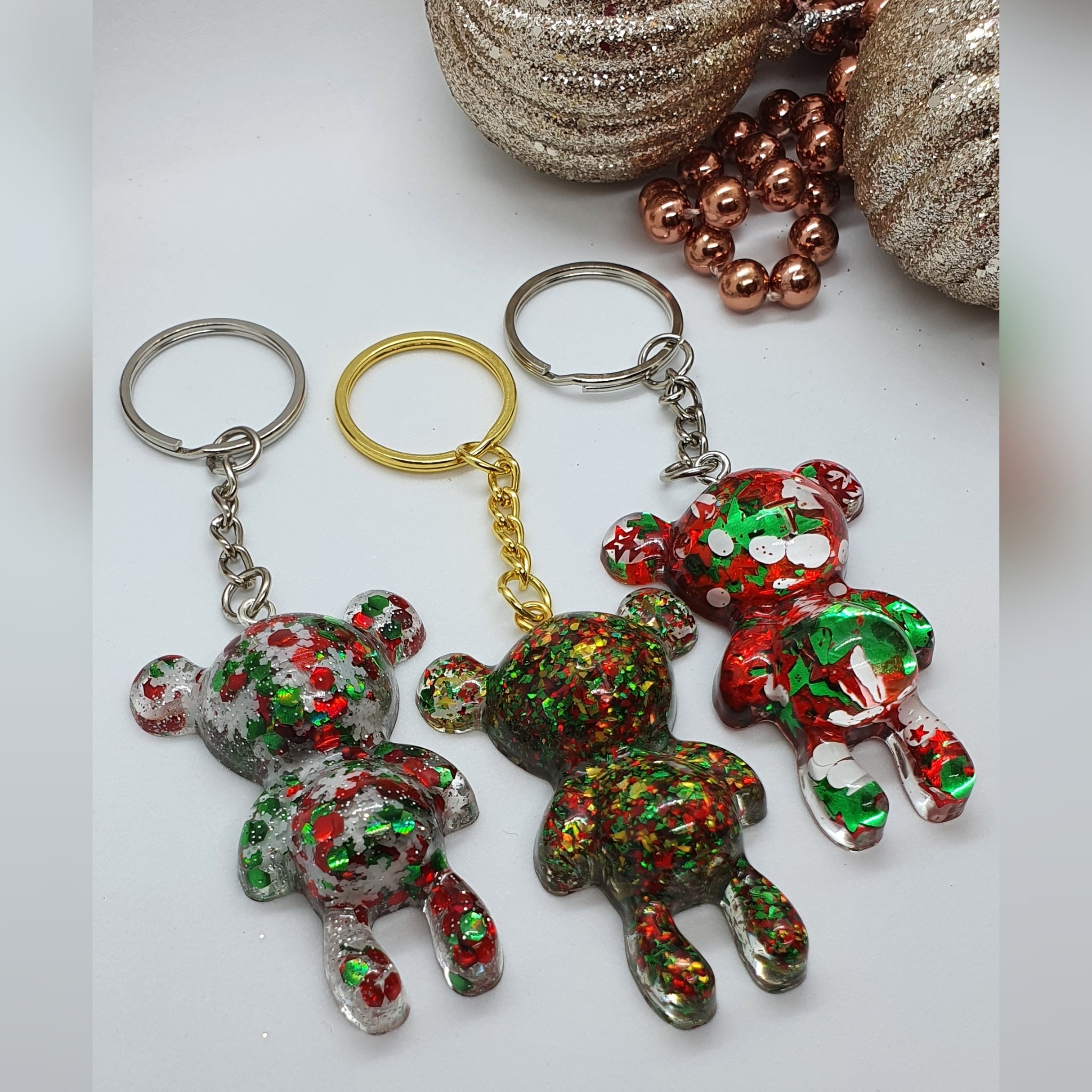 Cute Bear Key Chain Resin Bow Bell Rabbit Keychain Weaving Fashion Doll Bag  Pendant Holiday Car Key Ring For Girls Gift