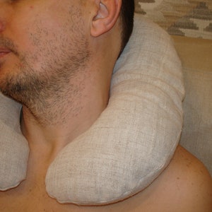 Organic buckwheat-filled neck pillow Hemp fabric / Organic pillow / buckwheat / Yoga meditation / Natural / Car pillow/Massage/Travel pillow