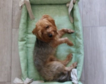 Hemp organic pet bedding.Linen car bed for traveling.Protective-mat-bed for dogs-cats environmentally friendly.Washable pet bedding.home pet