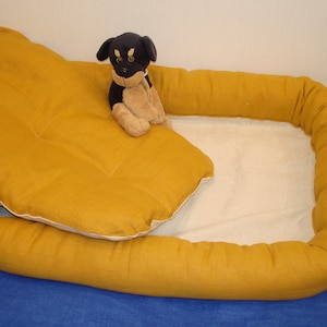 Organic pet bed.Linen cat house. hemp dog bed.pet bed with removable blanket.Washable pet bed.Eco-friendly, soft pet bed.lounger for pet