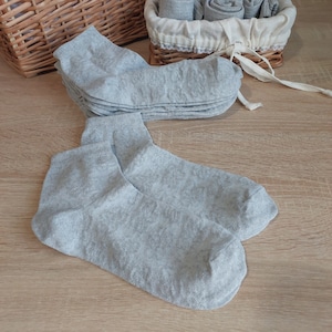 Set 5 natural linen unbleached unpainted socks.mesh socks for women.socks breathable,organic,thin,summer,natural.eco-friendly ankle socks