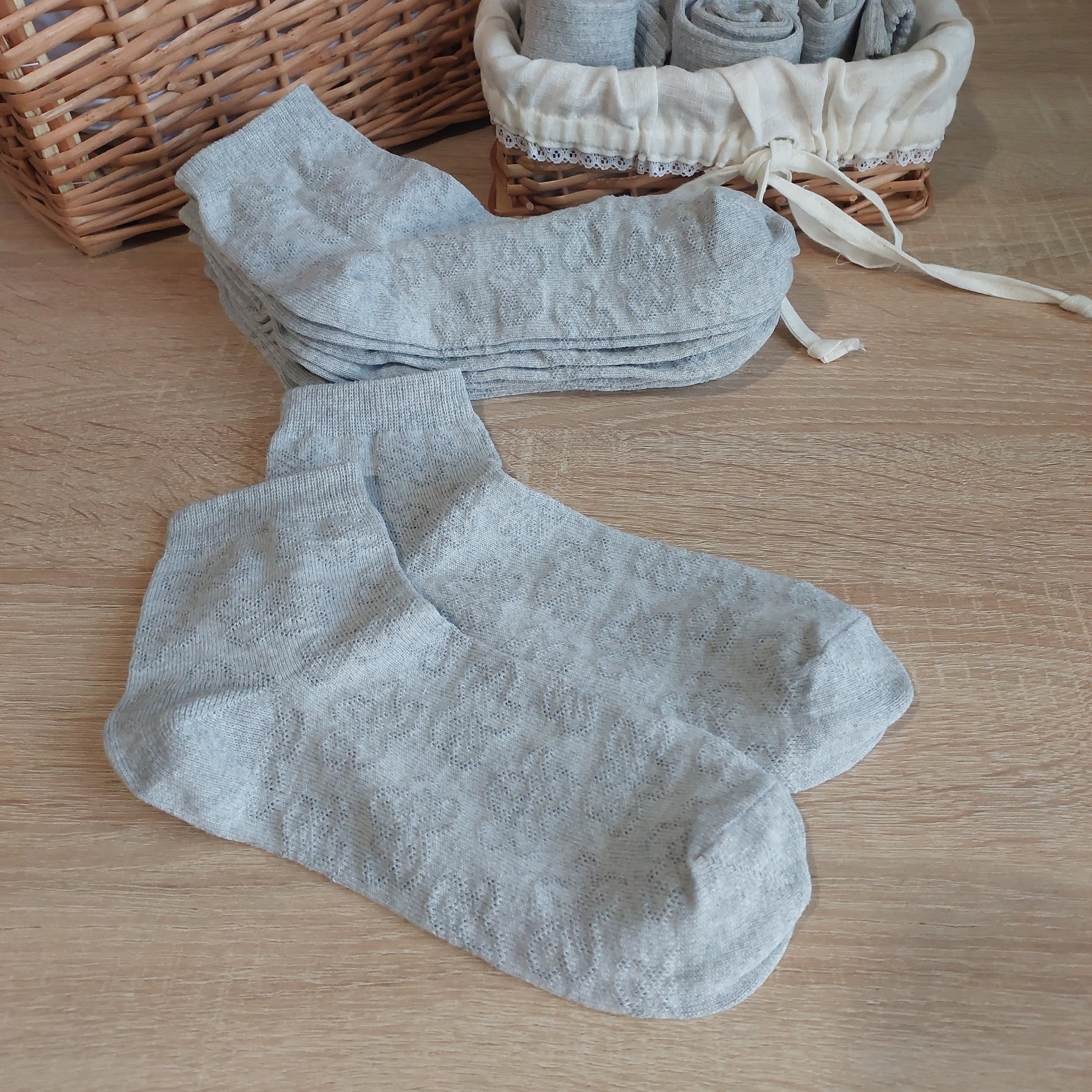 Set 5 natural linen unbleached unpainted socks.mesh socks for women.socks breathable,organic,thin,summer,natural.eco-friendly ankle socks