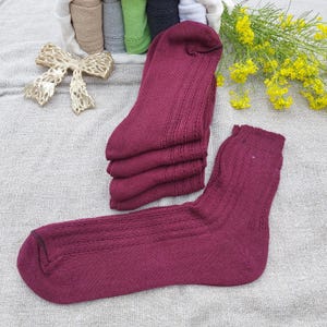 Organic hemp socks pack of 5,eco friendly cotton crew socks,breathable hiking socks women,anti odor travel gift  for her.boho style M-L,9-10