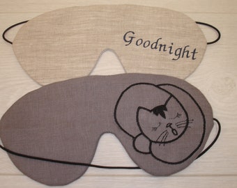Organic linen sleep mask.Hemp eye mask.Personalized embroidered night Eco eye mask.sleeping cover.Bio sleep goggles.Mask eye bride bridal.