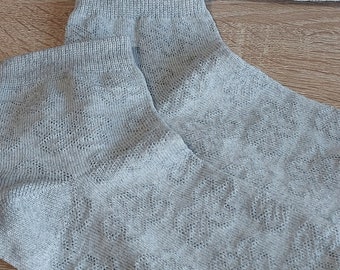 Set 5 natural linen unbleached unpainted socks.mesh socks for women.socks breathable,organic,thin,summer,natural.eco-friendly ankle socks
