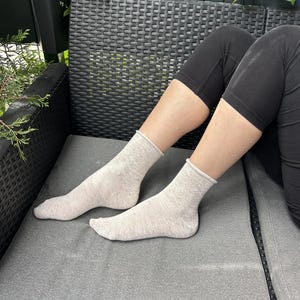 set linen socks 6 pcs.Unbleached undyed gray.Without elastic 100% natural.Socks men,women.Lightweight,organic socks.Casual high fishnet sock