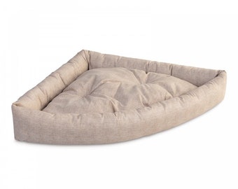 Hemp organic corner pet bed.linen cat house.hemp dog bed.pet bed with removable blanket.eco-friendly,soft washable pet bed.pet lounge chair