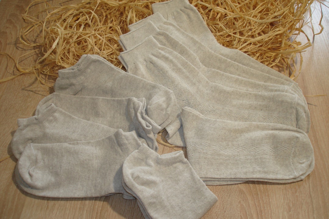 Set 3 Organc Lnen Socks Natural Socks Soft Lnen Socks - Etsy
