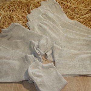 10 Paar Bio-Leinensocken, 5 kurze Knöchelsocken und 5 lange Wadensocken, lässige Socken, einfarbig, ungefärbt, umweltfreundlich, vegane Socken, Sportsocken