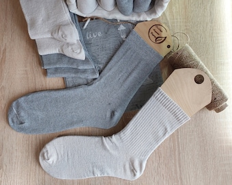 Set 10 pairs organic linen socks.High calf socks.natural casual,thin,lightweight ankle socks.basic gray socks.business sock plain.gift socks