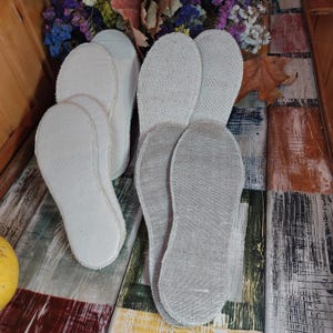 Large set linen insoles 4 pairs.organic,unbleached,unpainted shoe insole.soft flexible natural shoe insert.Antibacterial insole gift health