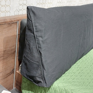 Waterproof linen cover with zipper.Cover for triangular wedge pillow for backrest, headboard for reading.custom size,colors.sofa back cover