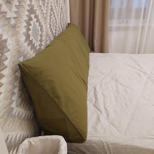 Linen bedside pillow with removable cover.Hemp lumbar pillow.Support pillow.Triangular linen pillow.Back pillow.Tatami pillow.Many colors