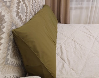 Linen bedside pillow with removable cover.Hemp lumbar pillow.Support pillow.Triangular linen pillow.Back pillow.Tatami pillow.Many colors