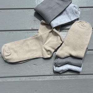 Set linen socks,6pcs. 3 colors,unbleached,undyed. Comfortable without elastic, socks men and women. Lightweight,organic Everyday ankle socks