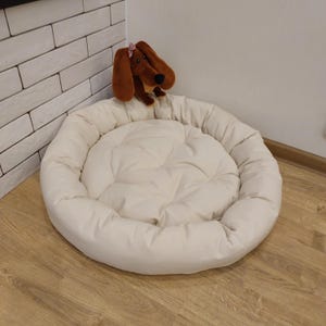 Organic Round  pet bed.Linen cat house hemp dog bed.pet bed with removable blanket.Washable pet bed.Eco-friendly soft pet bed.lounger  pet