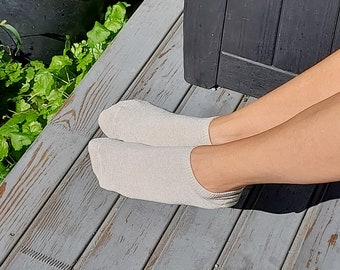 Set 5 pairs linen ankle socks.organic short sports socks.Seamless unbleached environmentally friendly women  men socks