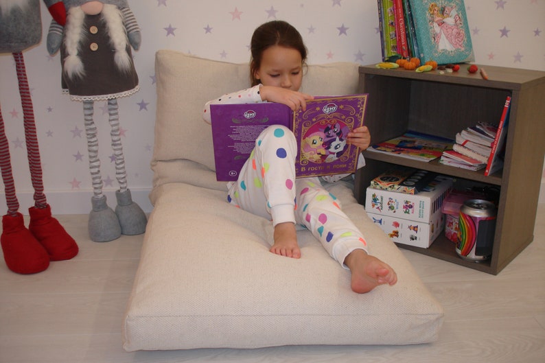 Coussin en chanvre, canapé. Meubles de sol en lin. Coussin de fenêtre écologique, coussin de banquette. Tapis de jeu pour enfants. Coussin pour coin lecture image 6