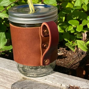 Leather Mason Jar Sleeve With Handle - Etsy