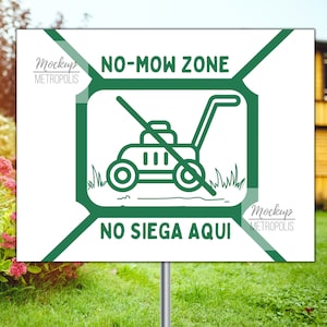No Mow Zone Schild: Englisch & Spanisch zum ausdrucken (Digitaler Download)