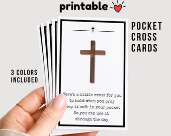 Printable Comfort Cross Cards DIY Pocket Wood Token Packaging Christian Religious Bereavement Sympathy Church Baptism Guest Gift PDF